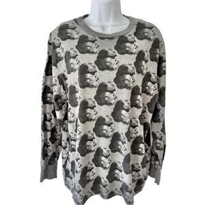 Star Wars Stormtrooper Crew Neck Pattern Gray PJ Men's Long Sleeve T-Shirt sz L